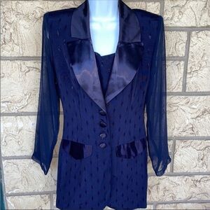 Blondie and Me Navy Blue Suit Blazer career Work Size Small Vintage